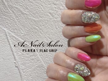 エーネイルサロン プラーカ本店(A-Nail Salon)/ カラフル+ミラーネイル