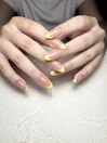 yellow french nail