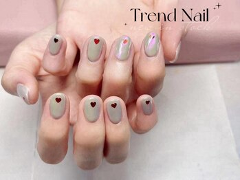 トレンドネイルスタジオ(Trend Nail Studio)/ワンカラーに4本指のアート追加