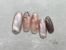 ウィズ 神戸(with)/マグネットネイル/ブラウン