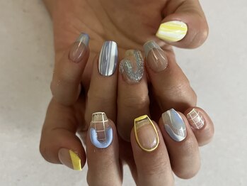 サクノネイル(SAKUNONAIL)/ボーダーチェックネイル