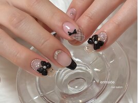 ブラックフレンチ×リボンネイル