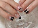 ブラックフレンチ×リボンネイル