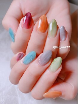 ワンカラー×しずくネイル