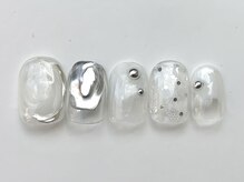 ジェミーネイル イケブクロ(Jemiy nail ikebukuro)/ホワイトシルバー￥8000