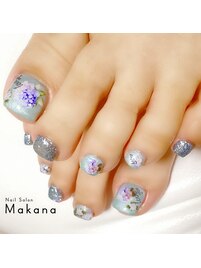 紫陽花フットネイル