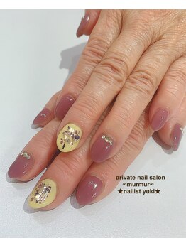 プライベート ネイルサロン マーマ(murmur)/ワンポイントイエローデザイン