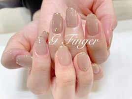 シンプルグレージュミラーネイル