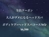 【肩,腰,足など身体の辛さに◎】ボディケア×ヘッドスパコース70分¥6,500