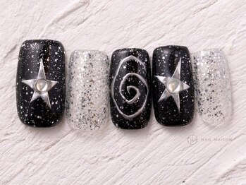 ネイルメゾン 渋谷店(NAIL MAISON)/星シルバーラメY2Kぐるぐる¥6980