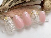 ネイルサロンアンドスクール ラフィーネ 池袋店/押し花×チェック◆￥7990