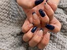 ◆girly navy nail◆