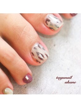 たゆ ネイル(たゆnail)/大人上品レオパードフットネイル