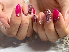 ピンク×ツイードネイル★