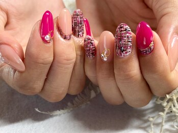 サロンドフォーエイチ(salon de 4H)/ピンク×ツイードネイル★