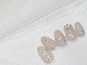 ホワイトネイル/リボンパーツ