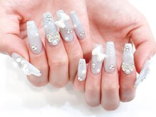 ネイルコレクション ベビーピンク(Baby Pink)/リボン：量産：水色