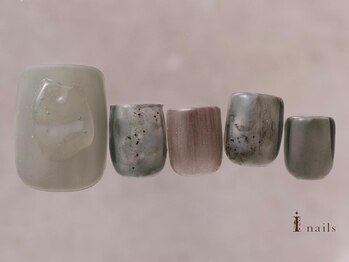 アイネイルズ 吉祥寺店(I nails)/モスグリーン鉱物マットフット