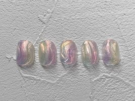 ピンクオーロラネイル　ぷっくり