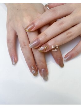 ウロネイルズ(ulo nails)/シンプルてがきフラワーとミラー