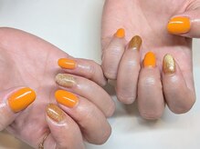 ラヴィネイル(La Vie Nail)/推し活ネイル　オレンジカラー