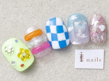 アイネイルズ 三宮店(I nails)/ハート個性派アートネイル￥9000