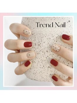 トレンドネイルスタジオ(Trend Nail Studio)/ワンカラーに4本指のアート追加