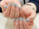 大人ブルー★梅雨ネイル＆水滴