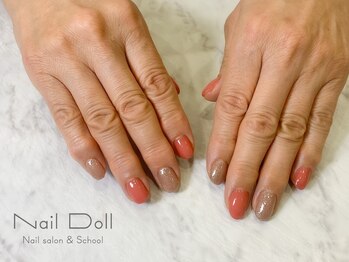 ネイルドール(Nail Doll)/ワンカラー オレンジ×ラメ
