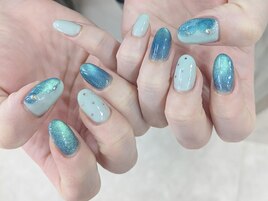 パステルグリーンな春ネイル