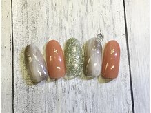 ネイルアンドまつげ リュフェール 五反田(Nail Lufaire)/ニュアンスもやもやオレンジ