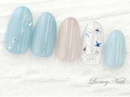 涼やか*押し花Nail