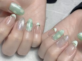フラワー　グリーン　フレンチ