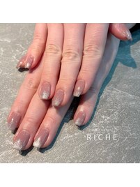 上品ピンク×マグのグラデネイル