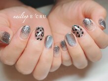 ネイルトップエクル(nail top E CRU)/ブラックシースルーレオパード