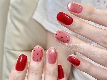 トゥートゥー(TOUTOU)/ボルドーxドットxマグネット