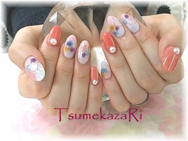 ピンク～ブルー★押花★コーラル