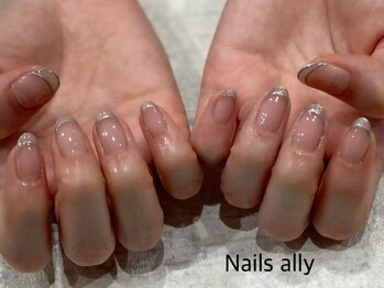 ネイルズアリー 立川店(Nails ally)/囲みフレンチ×メタリック×春