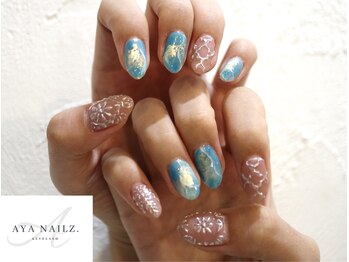 アヤネイルズ アンド アイラッシュ(AYA NAILZ.&Eyelash)/モロッカン手書きアート