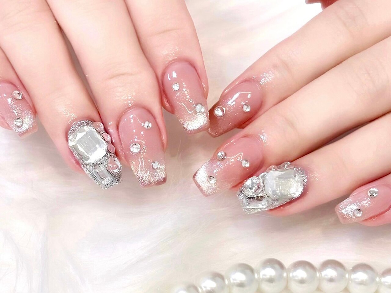 オーダー】ネイルチップ 量産型 綺麗 ウエディング ネイルチップ