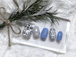 冬の定番！ツイードネイル＊