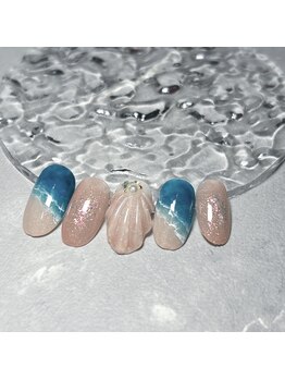 リュクネイル 拝島店(RyukuNail)/クリア感がきれいな海ネイル