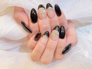 ネイルサロン デコール(NAIL SALON Decor)/黒クロスフレンチネイル
