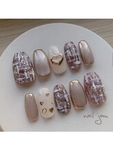 ネイル ジャム(nail jam)/くすみピンクのツイード