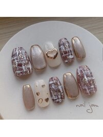 くすみピンクのツイード