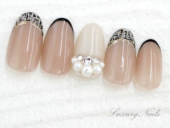 ラグジュアリーネイルズ カワグチ(Luxury Nails Kawaguchi)/ガーリー*ツイードフレンチ