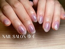 ゆず/透け感ネイル/フレンチ/パープル