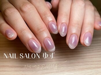 ゆず/透け感ネイル/フレンチ/パープル