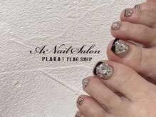 エーネイルサロン プラーカ本店(A-Nail Salon)/黒フレンチネイル