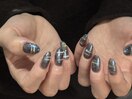 宇宙みたいなマグネットネイル